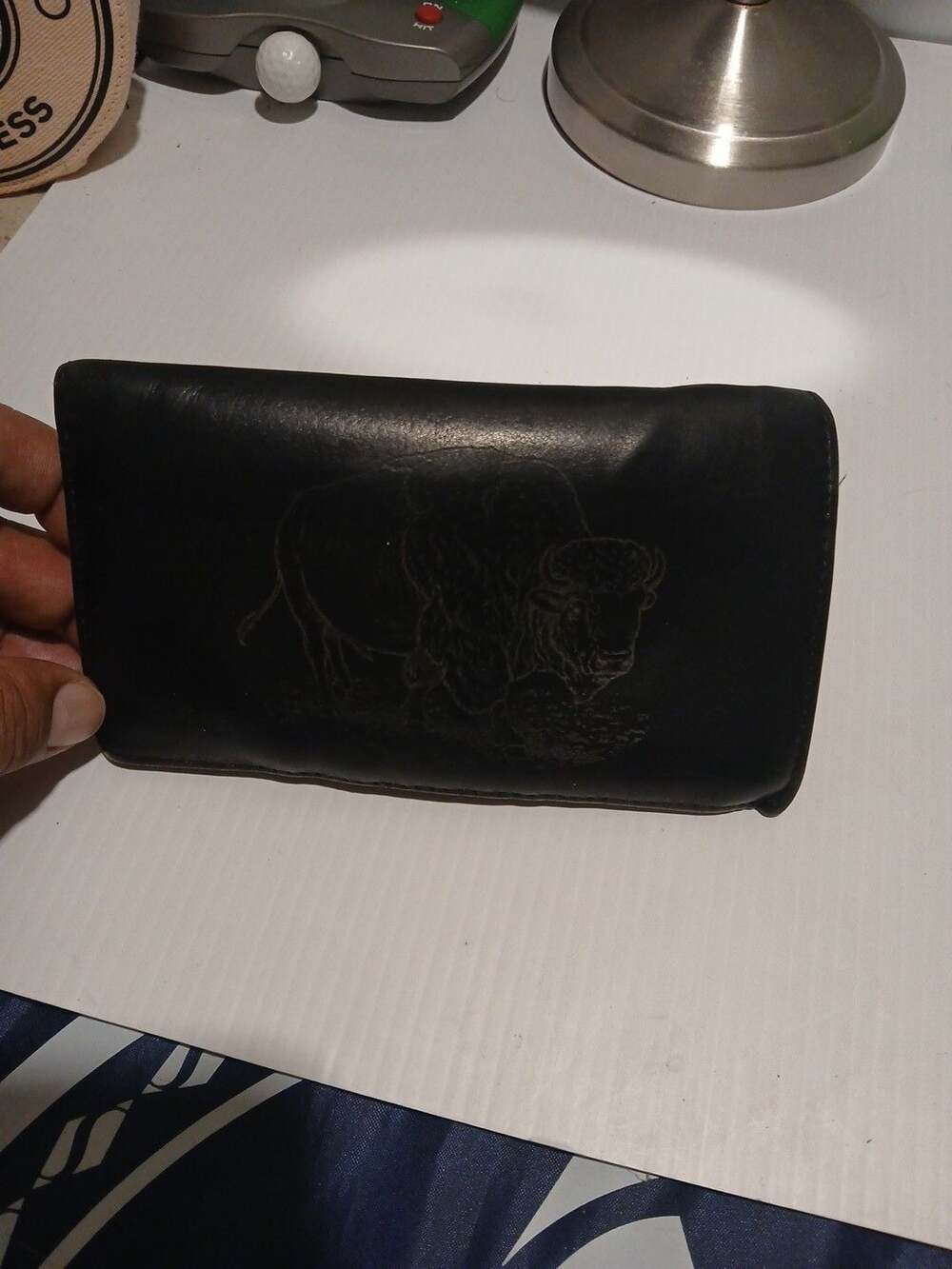Unbranded Buffalo Checkbook Cover Wallet Black Leather